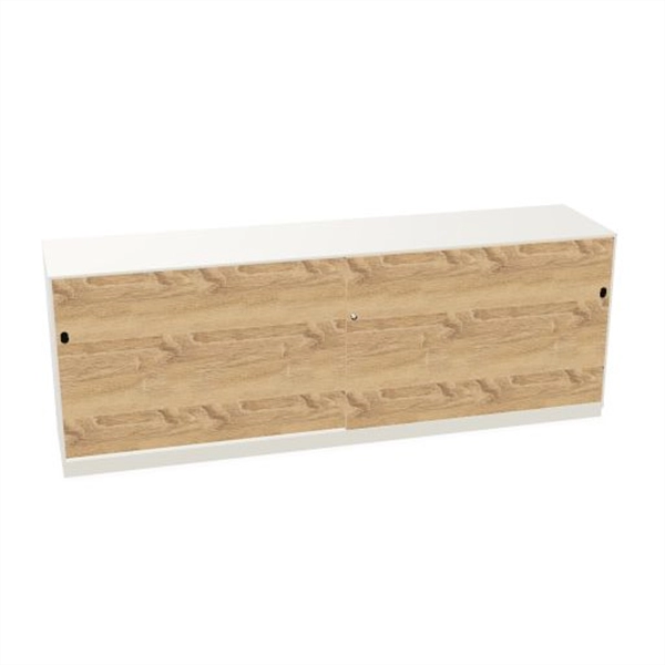 Een Schuifdeurkast 2-store wit 200x72cm met 2 legborden deuren hout Bardolino eiken koop je bij Meubels and More