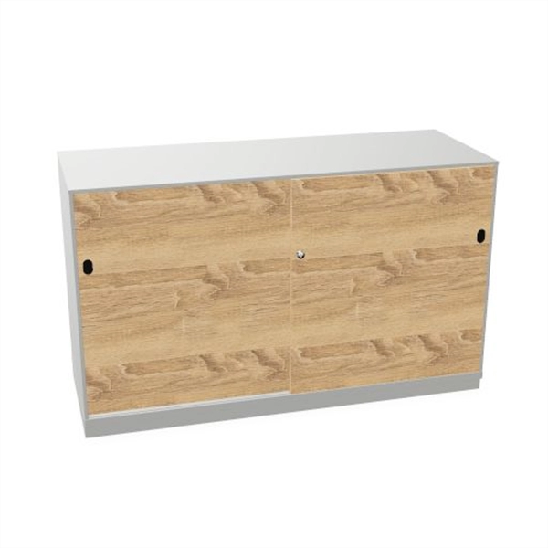 Een Schuifdeurkast 2-store zilver 120x72cm met 2 legborden deuren hout Bardolino eiken koop je bij Meubels and More