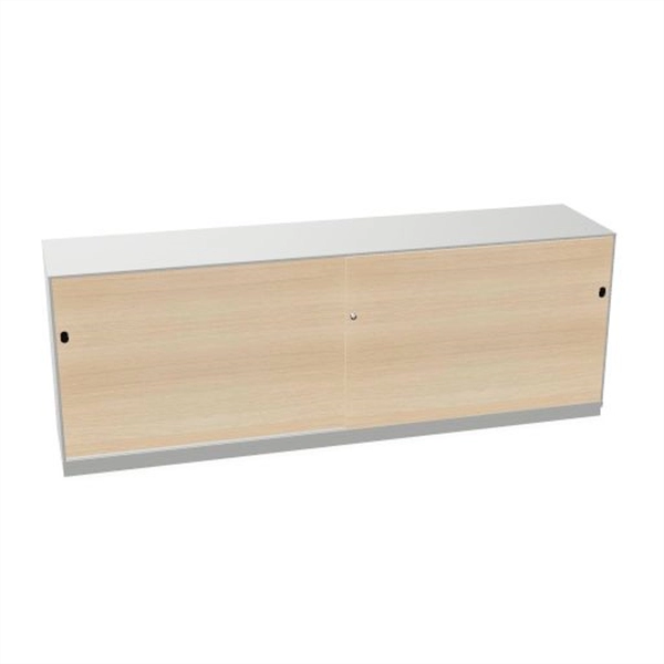 Een Schuifdeurkast 2-store zilver 200x72cm met 2 legborden deuren hout Gebleekt eiken koop je bij Meubels and More