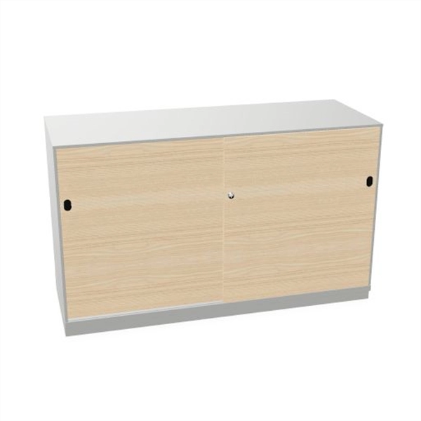 Een Schuifdeurkast 2-store zilver 120x72cm met 2 legborden deuren hout Licht essen koop je bij Meubels and More