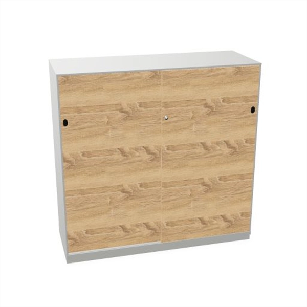 Een Schuifdeurkast 2-store zilver 120x117cm met 3 legborden deuren hout Bardolino eiken koop je bij Meubels and More