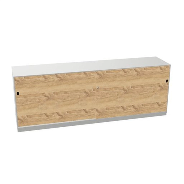 Een Schuifdeurkast 2-store zilver 200x72cm met 2 legborden deuren hout Bardolino eiken koop je bij Meubels and More