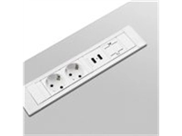 Een Powerdesk insert 2x 230V + 2x USB A Charge wit of zwart aluminium koop je bij Meubels and More