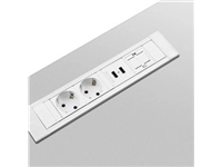 Powerdesk insert 2x 230V + 2x USB A Charge wit of zwart aluminium