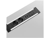 Een Powerdesk insert 2x 230V + 2x USB A Charge wit of zwart aluminium koop je bij Meubels and More