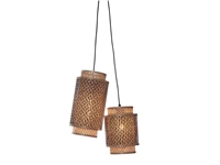 Een Hanglamp Bhutan bamboe 2-kaps mix h.25+35cm zw naturel koop je bij Meubels and More