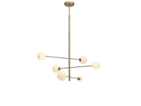 Een Hanglamp glas ijzer Carrara 3-arm l.100xh.95cm 6-bol wit marmerprint goud koop je bij Meubels and More