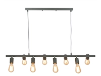 Een Hanglamp ijzer Miami 8-arm l.105xb.28cm verstelbaar grijsgroen koop je bij Meubels and More