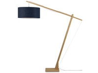 Een Vloerlamp Montblanc bamboe h.207 kap 60x30cm eco linnen blue denim koop je bij Meubels and More