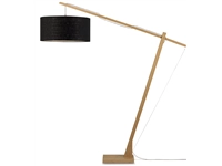 Een Vloerlamp Montblanc bamboe h.207 kap 60x30cm eco linnen zwart koop je bij Meubels and More