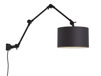 Een Wand- hanglamp ijzer stof Amsterdam h.85cm kap 32x20cm zwart L koop je bij Meubels and More