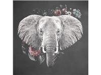 Een Wanddecoratie Elephant with Flowers 74x74cm RVS koop je bij Meubels and More