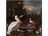 Een Wanddecoratie The floating feather by Melchior d Hondecoeter 74x74cm Dibond wit koop je bij Meubels and More