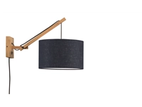 Een Wandlamp Andes bamboe nat. kap 32x20cm eco linnen bl.denim S koop je bij Meubels and More