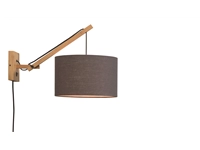 Een Wandlamp Andes bamboe nat. kap 32x20cm eco linnen d.grijs S koop je bij Meubels and More