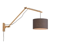 Een Wandlamp Andes bamboe nat. kap 33x20cm ecolin d.grijs L koop je bij Meubels and More