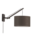 Een Wandlamp Andes bamboe zwart kap 32x20cm ecolin d.grijs S koop je bij Meubels and More