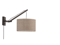 Een Wandlamp Andes bamboe zwart kap 32x20cm ecolin donker S koop je bij Meubels and More