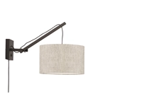 Een Wandlamp Andes bamboe zwart kap 32x20cm ecolin licht S koop je bij Meubels and More