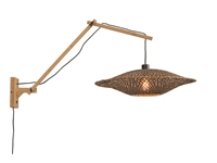 Een Wandlamp Bali bamboe nat. kap 60x15cm zw. nat L koop je bij Meubels and More