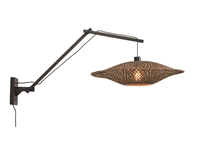 Een Wandlamp Bali bamboe zw. kap 60x15cm zwart naturel L koop je bij Meubels and More