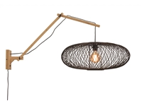 Een Wandlamp Cango naturel kap dia.60x25cm zwart L koop je bij Meubels and More