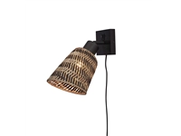 Een Wandlamp Java bamboe zwart dia.10x10cm kap 15x17cm zw nat. koop je bij Meubels and More