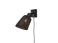 Een Wandlamp Java bamboe zwart dia.10x10cm kap 15x17cm zwart koop je bij Meubels and More