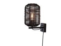 Een Wandlamp Tanami rotan koker S dia.18xh.25cm zwart koop je bij Meubels and More