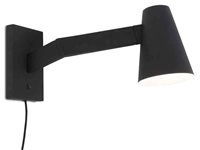 Een Wandlamp ijzer Biarritz h.22xb.40cm kap dia.12xh.16cm zwart koop je bij Meubels and More