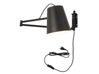 Een Wandlamp ijzer Brisbane h.26xb.92cm kap dia.18xh.19cm verstelbaar zwart koop je bij Meubels and More