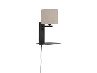 Een Wandlamp ijzer Florence E14 m plank+usb h.42cm incl dimmer kap 18x15cm l.linnen koop je bij Meubels and More