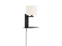 Een Wandlamp ijzer Florence E14 m plank+usb h.42cm incl dimmer kap 18x15cm wit koop je bij Meubels and More