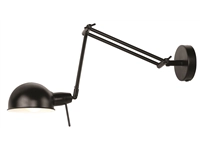 Een Wandlamp ijzer Glasgow h.37cm l.50-80cm kap dia.15xh.9cm mat zwart koop je bij Meubels and More