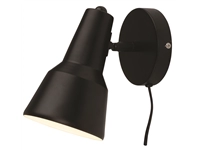 Een Wandlamp ijzer Valencia b.22xh.20cm kap dia.12.5xh.20cm zwart koop je bij Meubels and More