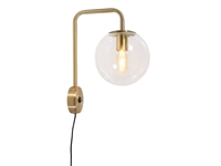 Een Wandlamp ijzer glas Warsaw h.38cm bol dia.20cm transparant goud koop je bij Meubels and More