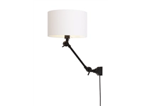 Een Wandlamp ijzer stof Amsterdam h.30cm kap 32x20cm wit S koop je bij Meubels and More