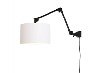 Een Wandlamp ijzer stof Amsterdam h.60cm kap 32x20cm wit M koop je bij Meubels and More