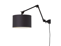 Een Wandlamp ijzer stof Amsterdam h.60cm kap 32x20cm zwart M koop je bij Meubels and More