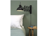 Een Wandlamp ijzer Aberdeen h.27cm l.60-85cm kap dia.20xh.17cm mat zwart koop je bij Meubels and More