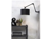 Een Wandlamp ijzer stof Amsterdam h.60cm kap 32x20cm zwart M koop je bij Meubels and More