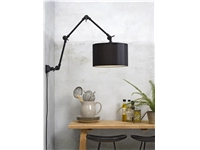 Een Wand- hanglamp ijzer stof Amsterdam h.85cm kap 32x20cm zwart L koop je bij Meubels and More