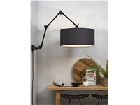 Een Wand- hanglamp ijzer stof Amsterdam h.85cm kap 47x23cm zwart L koop je bij Meubels and More