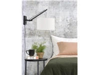 Een Wandlamp Andes bamboe zwart kap 32x20cm ecolin wit S koop je bij Meubels and More