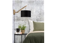 Een Wandlamp Andes bamboe nat. kap 32x20cm eco linnen zw S koop je bij Meubels and More