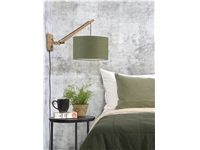 Een Wandlamp Andes bamboe nat. kap 32x20cm eco linnen gr.forest S koop je bij Meubels and More