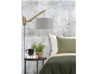 Een Wandlamp Andes bamboe nat. kap 32x20cm eco linnen l.grijs S koop je bij Meubels and More