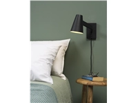 Een Wandlamp ijzer Biarritz h.22xb.40cm kap dia.12xh.16cm zwart koop je bij Meubels and More