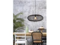 Een Hanglamp Cango bamboe ellips dia.60x25cm zwart koop je bij Meubels and More