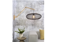 Een Wandlamp Cango naturel kap dia.60x25cm zwart L koop je bij Meubels and More